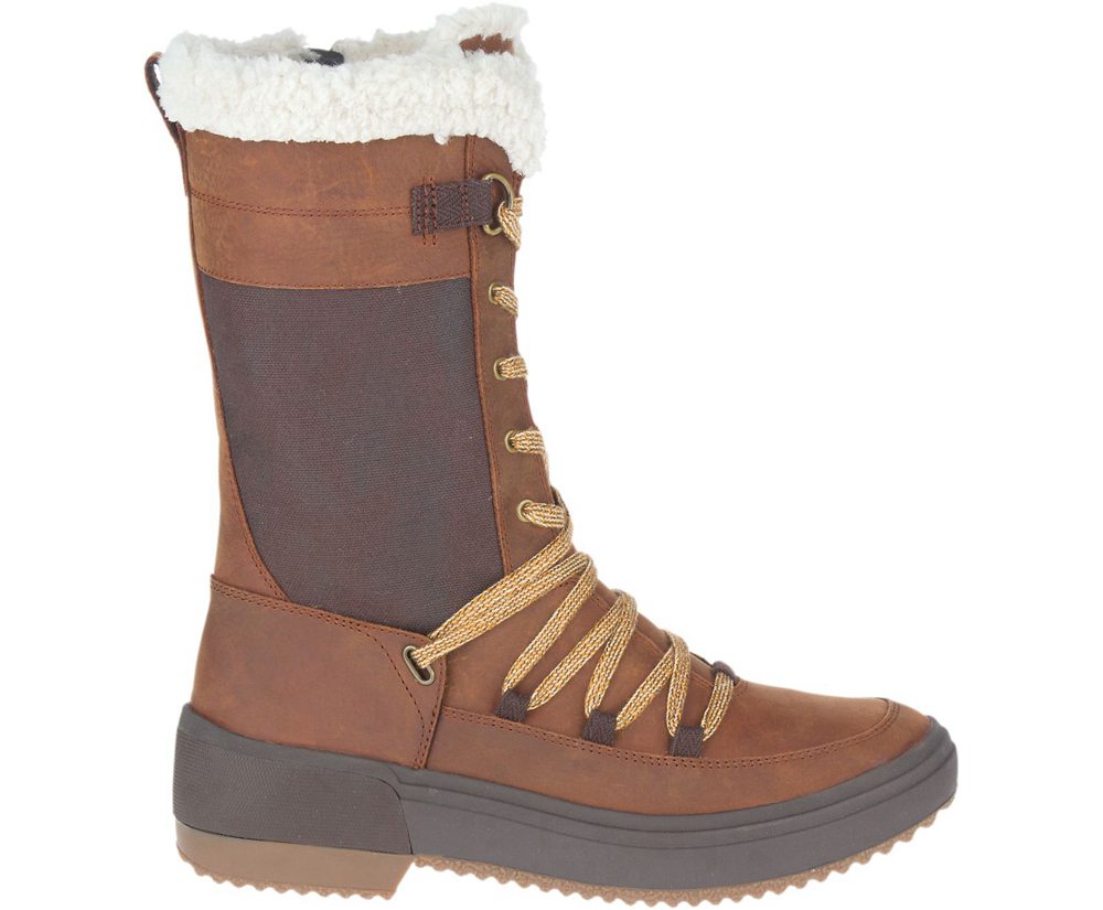 Merrell Boots Brown - Haven Tall Lace Polar Waterproof - Womens 68PNXCAML